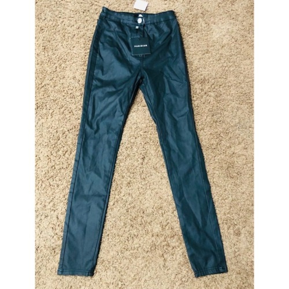 Parisian Black Coated Skinny Jeans High Waisted Leather Look Trousers Size 6 NWT